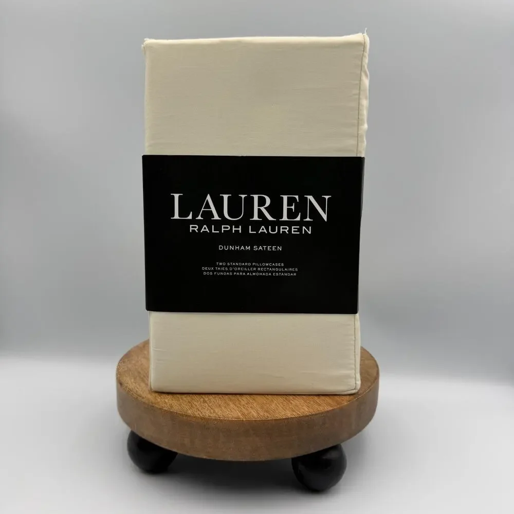 Lauren Ralph Lauren Dunham Sateen Standard Pillowcases Set 2 Cream Cotton NIP